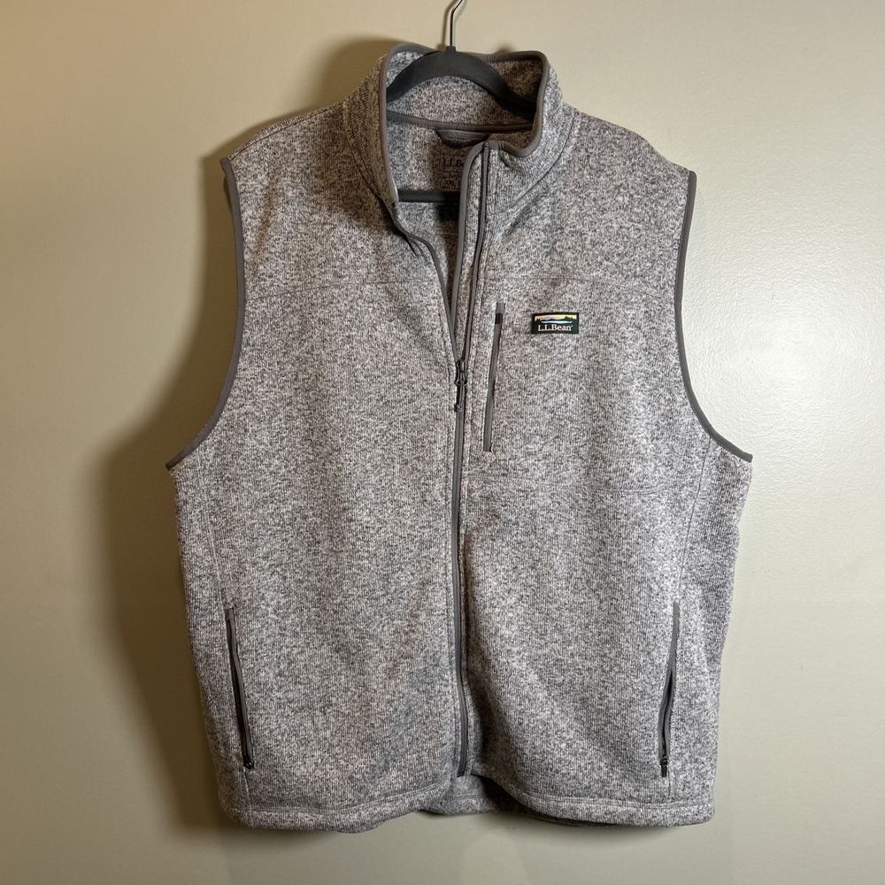 LL Bean Better Sweater Fleece Vest Mens  XXL Gray Slightly Fitted Full Zip